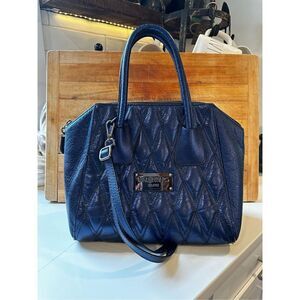 Valentino Minimi Blue Leather Satchel Handbag Purse Authentic